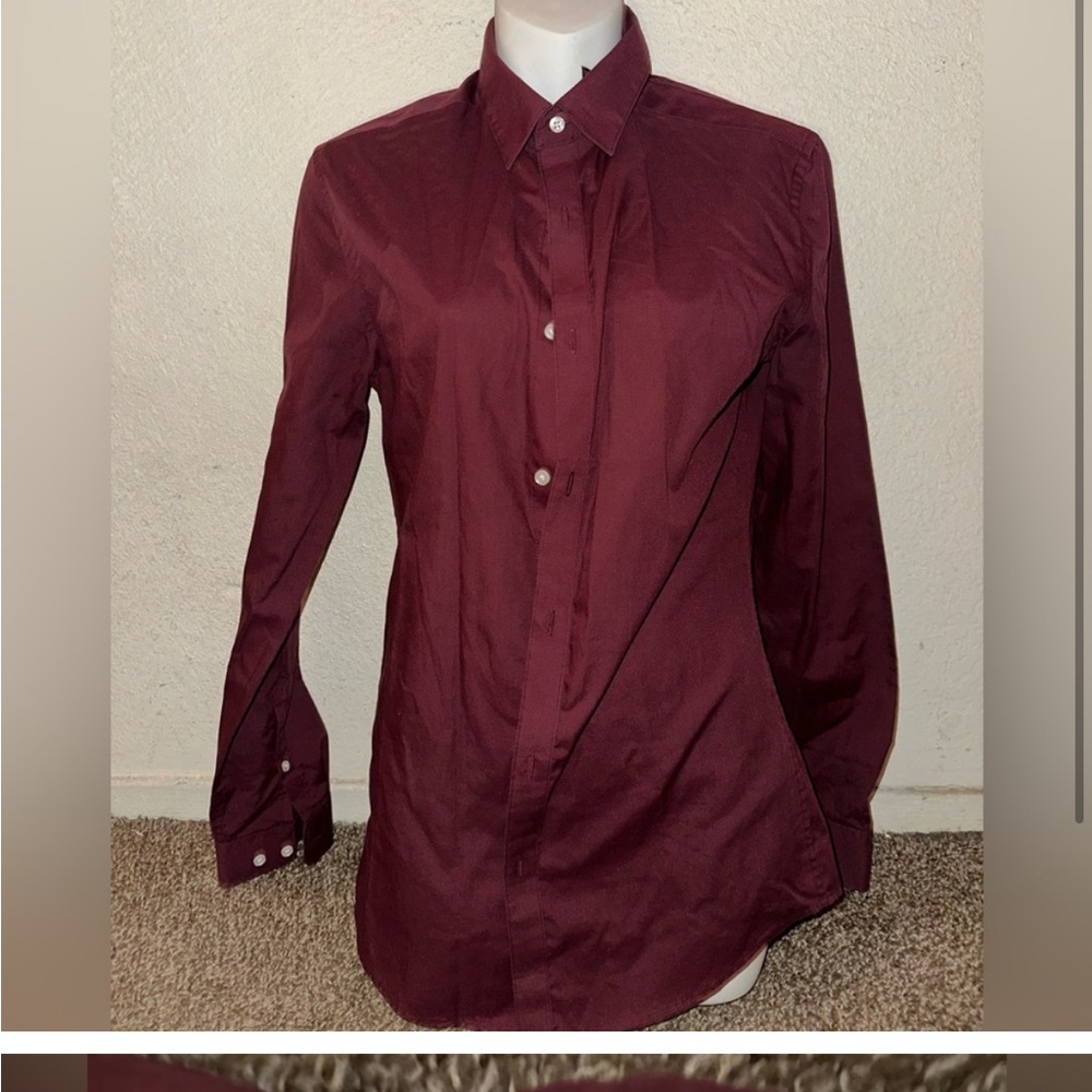 H&M Red Dress Shirt Tailored Long Sleeve